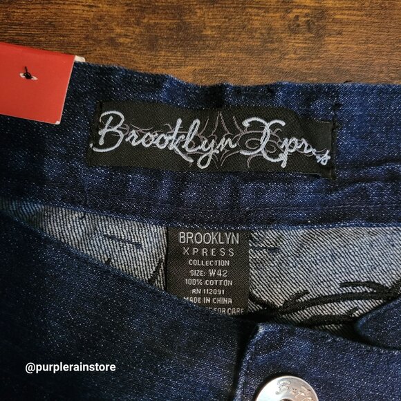 Vtg Brooklyn Express Baggy Shorts Tag 42 Measures 40 Embroidered Streetwear NWT - Picture 5 of 12